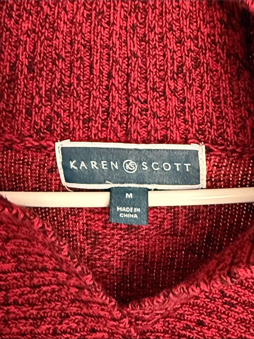 Karen Scott Burgundy Red Shawl-Collar Pullover Sweater